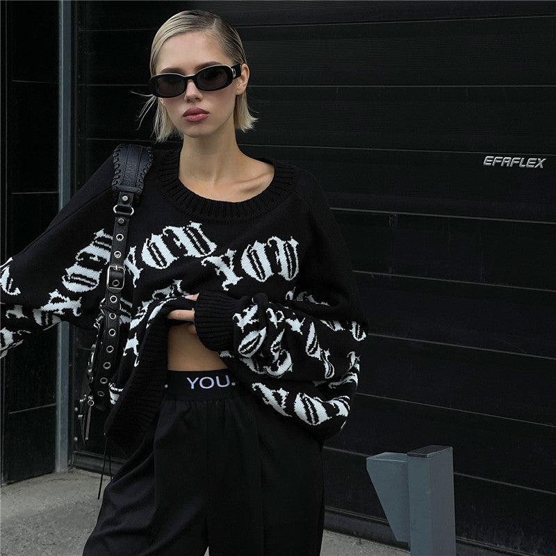 Damer Oversized Stickad tröja med grafiskt motiv Mirla-Eva Jonsson