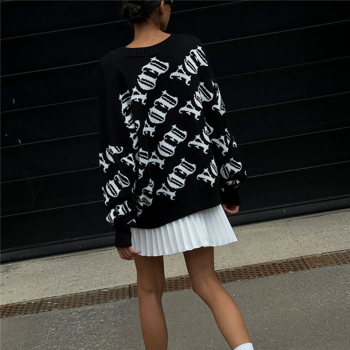 Damer Oversized Stickad tröja med grafiskt motiv Mirla-Eva Jonsson