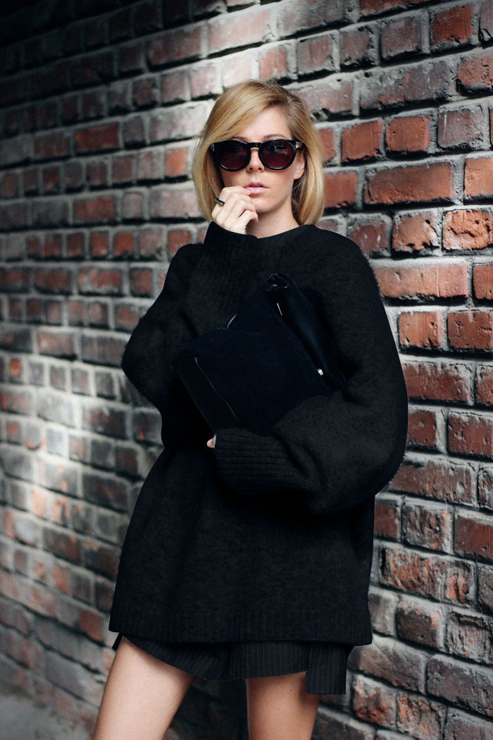 Damer Oversized Stickad tröja med hög krage och mjuka ärmar Eva Jonsson-Eva Jonsson