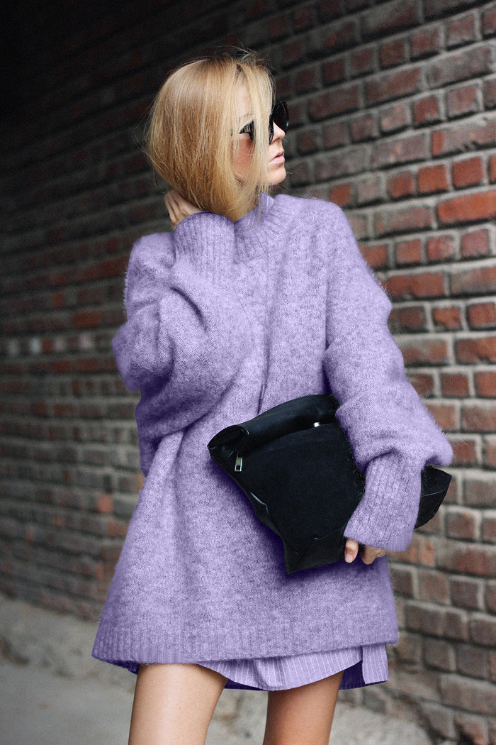 Damer Oversized Stickad tröja med hög krage och mjuka ärmar Eva Jonsson-Eva Jonsson