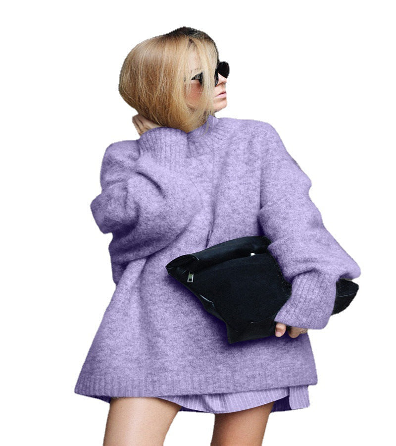 Damer Oversized Stickad tröja med hög krage och mjuka ärmar Eva Jonsson-Eva Jonsson