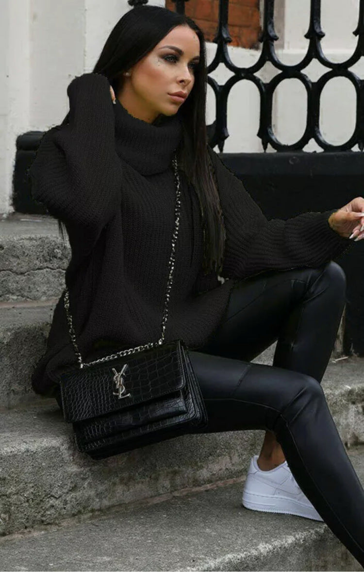 Damer Oversized Stickad tröja med hög krage och modern skärning Eva Jonsson-Eva Jonsson