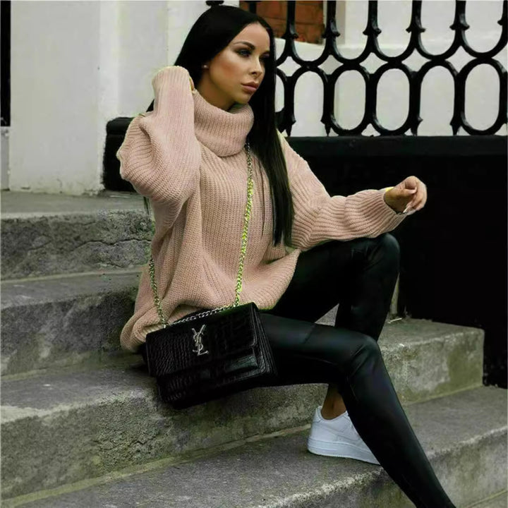 Damer Oversized Stickad tröja med hög krage och modern skärning Eva Jonsson-Eva Jonsson