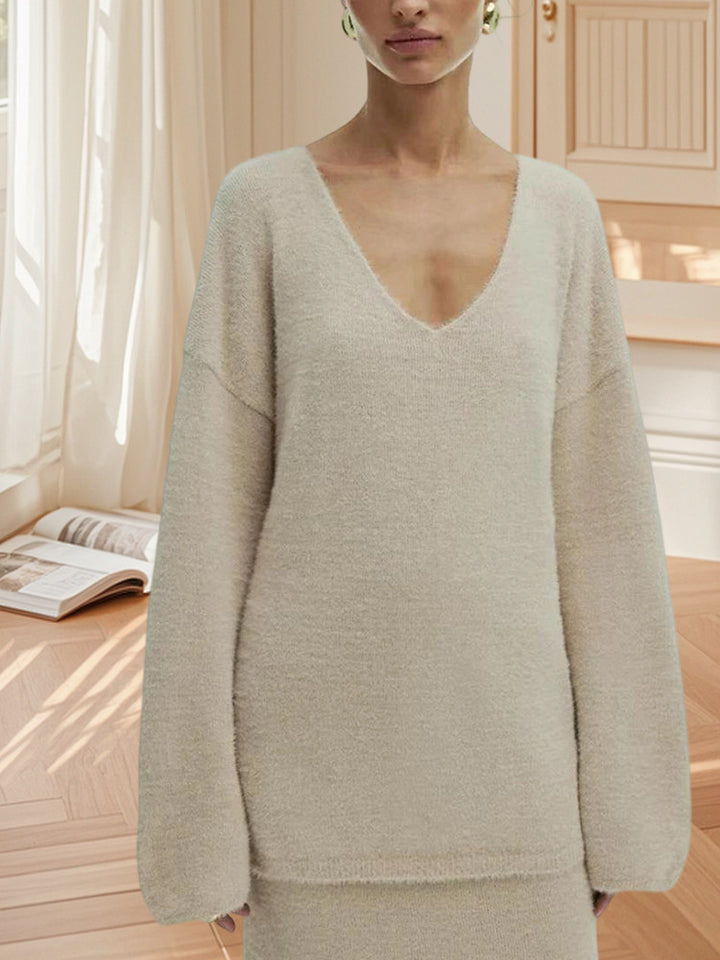 Damer Oversized Stickad tröja med hög midja och sidnaht Mirla-Eva Jonsson