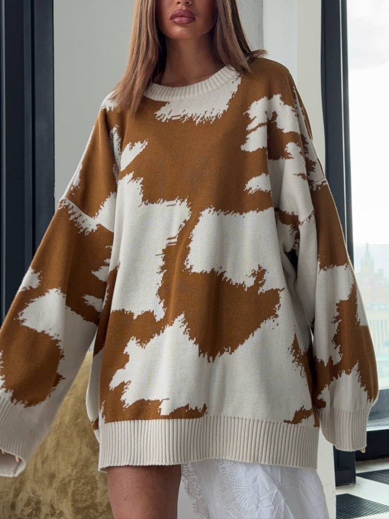Damer Oversized Stickad tröja med kreativa mönster Mirla-Eva Jonsson