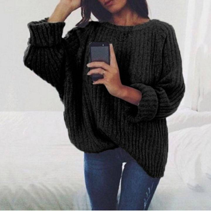Damer Oversized Stickad tröja med mild ribbstruktur och vid skärning Eva Jonsson-Eva Jonsson