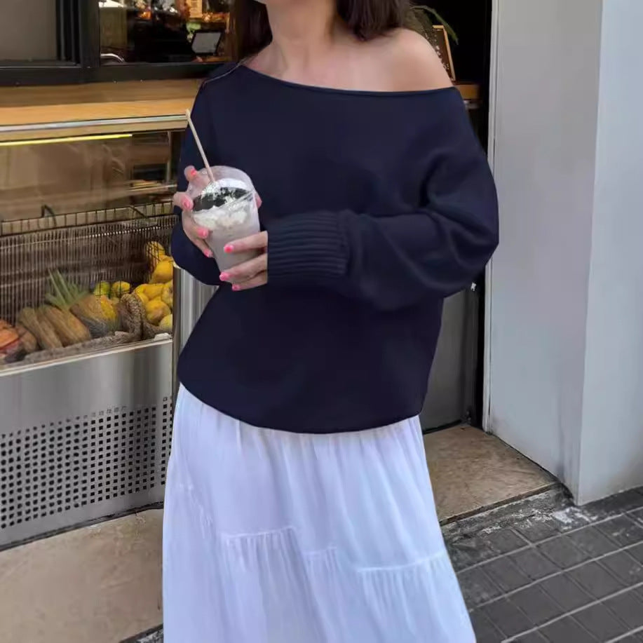 Damer Oversized Stickad tröja med off-shoulder design Mirla-Eva Jonsson