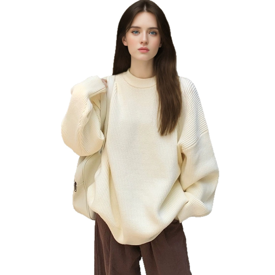 Damer Oversized Stickad tröja med strukturerad design och Rundhalsutförande Mirla-Eva Jonsson