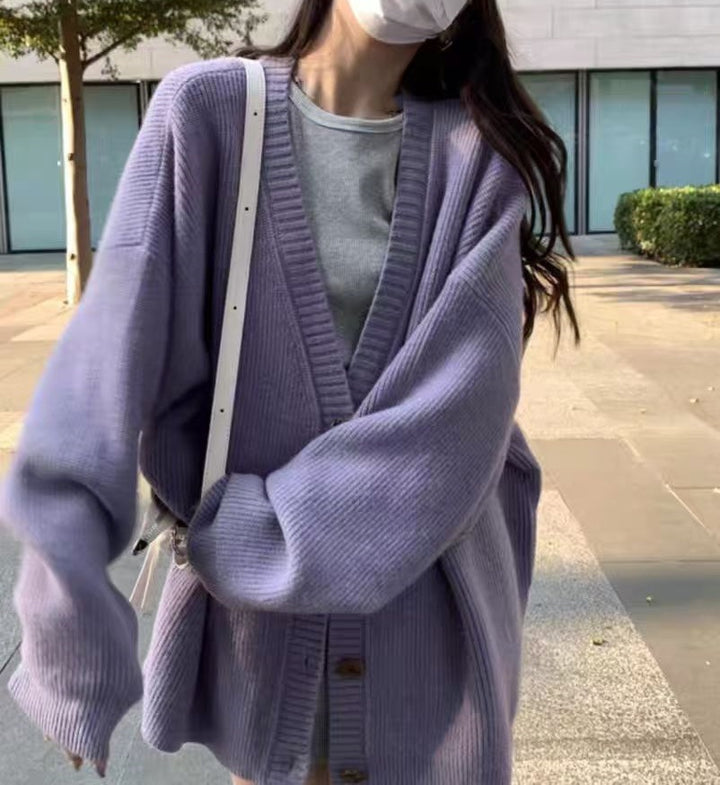 Damer Oversized Stickjacka med breda ärmar och knappdetaljer Mirla-Eva Jonsson