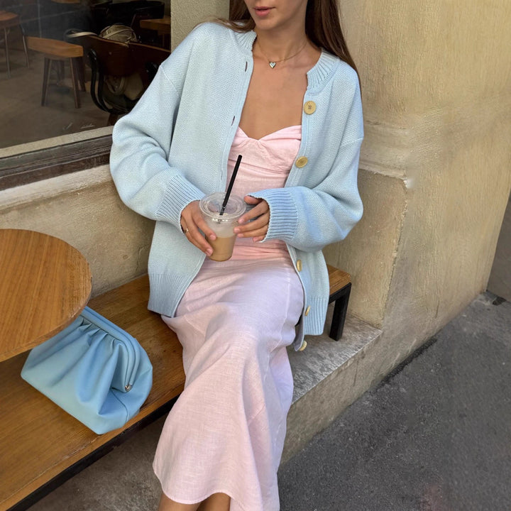 Damer Oversized Stickjacka med kreativt tryck Mirla-Eva Jonsson