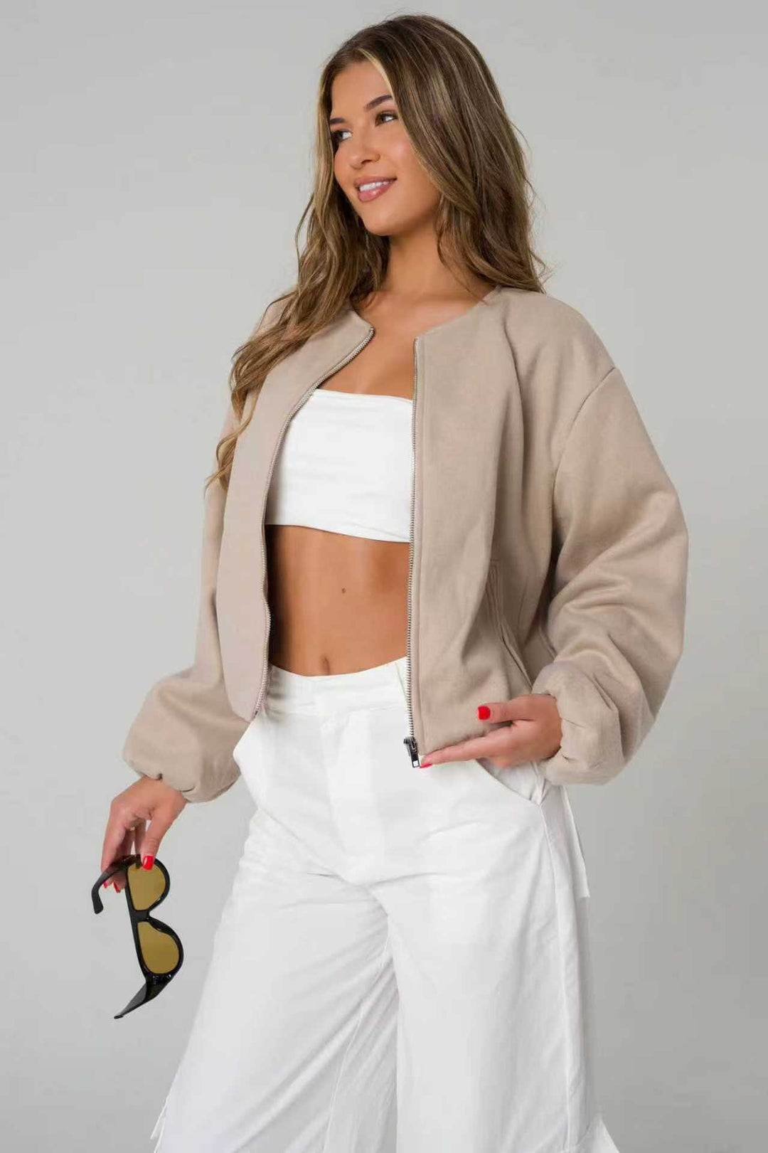 Damer Oversized Sweatjacka med avslappnad passform och blank yta Eva Jonsson-Eva Jonsson