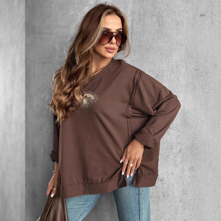 Damer Oversized Sweatshirt med Glittertryck Mirla-Eva Jonsson