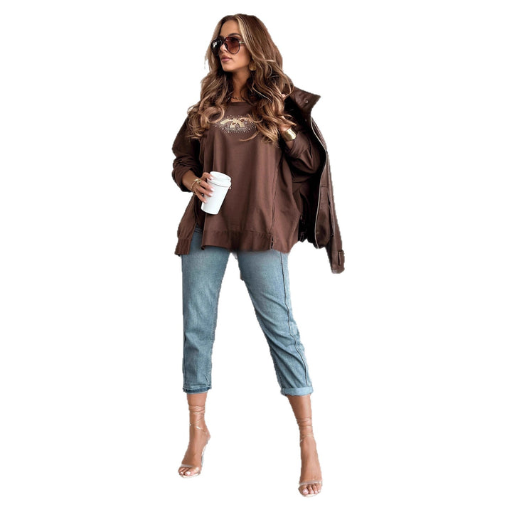 Damer Oversized Sweatshirt med Glittertryck Mirla-Eva Jonsson