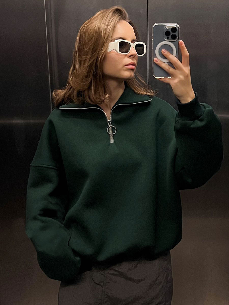 Damer Oversized Sweatshirt med Ståkrage Eva Jonsson-Eva Jonsson