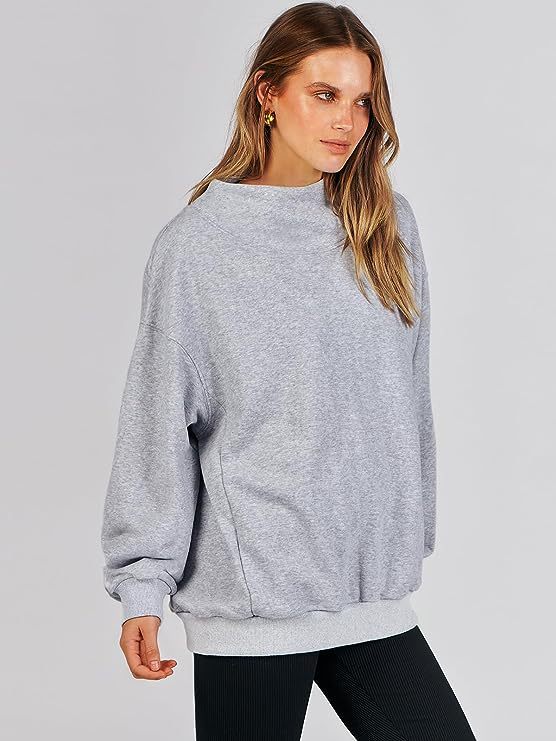 Damer Oversized Sweatshirt med Ståkrage och Ribbad Nederkant Mirla-Eva Jonsson