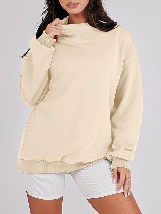 Damer Oversized Sweatshirt med Ståkrage och Ribbad Nederkant Mirla-Eva Jonsson