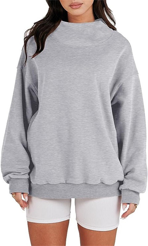 Damer Oversized Sweatshirt med Ståkrage och Ribbad Nederkant Mirla-Eva Jonsson