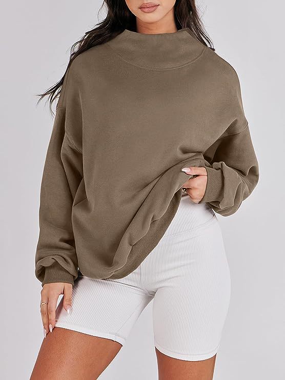 Damer Oversized Sweatshirt med Ståkrage och Ribbad Nederkant Mirla-Eva Jonsson