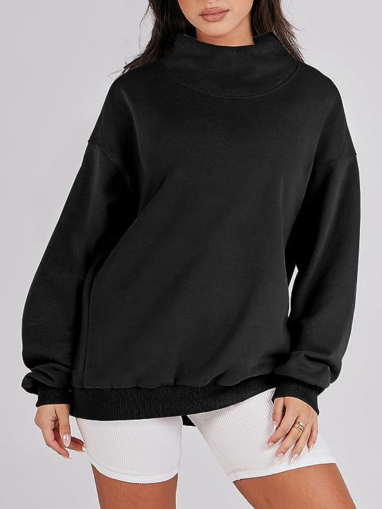 Damer Oversized Sweatshirt med Ståkrage och Ribbad Nederkant Mirla-Eva Jonsson
