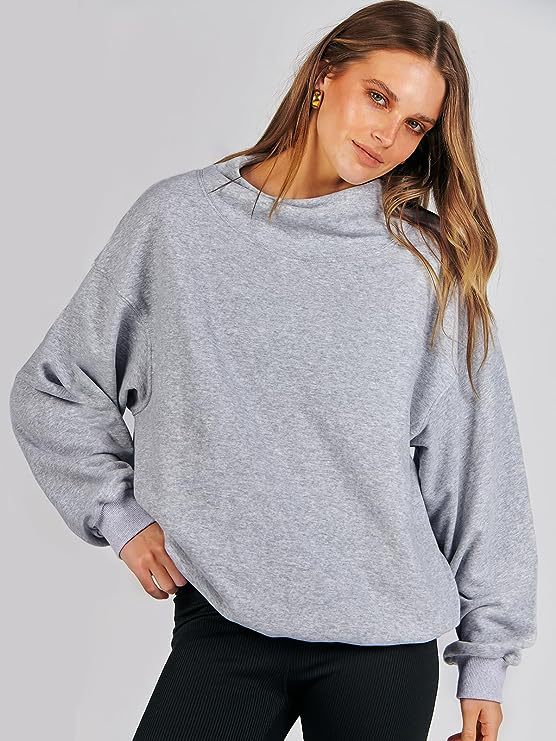 Damer Oversized Sweatshirt med Ståkrage och Ribbad Nederkant Mirla-Eva Jonsson