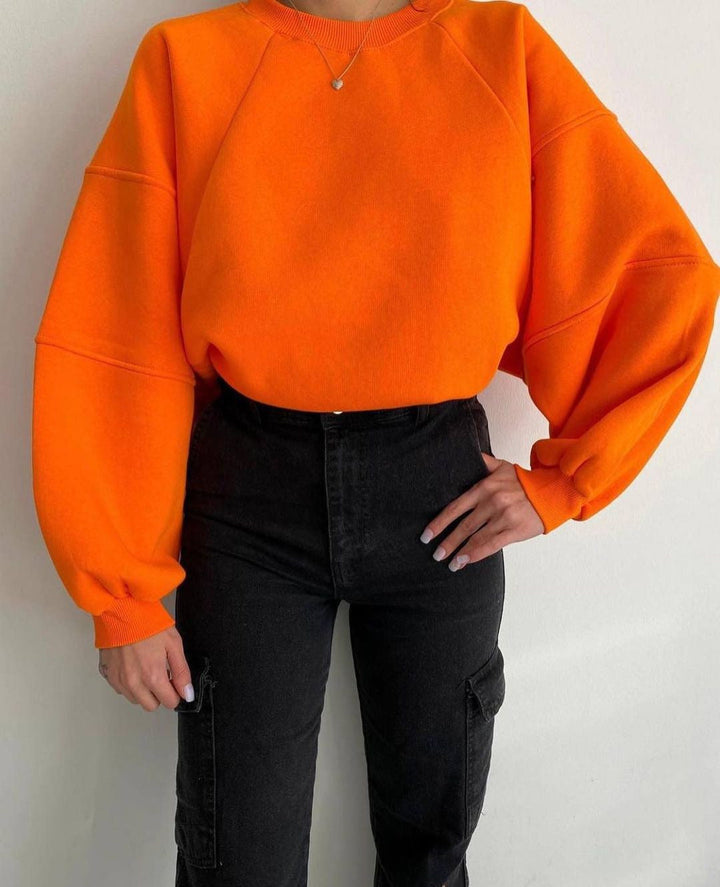 Damer Oversized Sweatshirt med Voluminösa Ärmar Mirla-Eva Jonsson