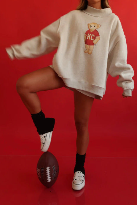 Damer Oversized Sweatshirt med björnmotiv Eva Jonsson-Eva Jonsson