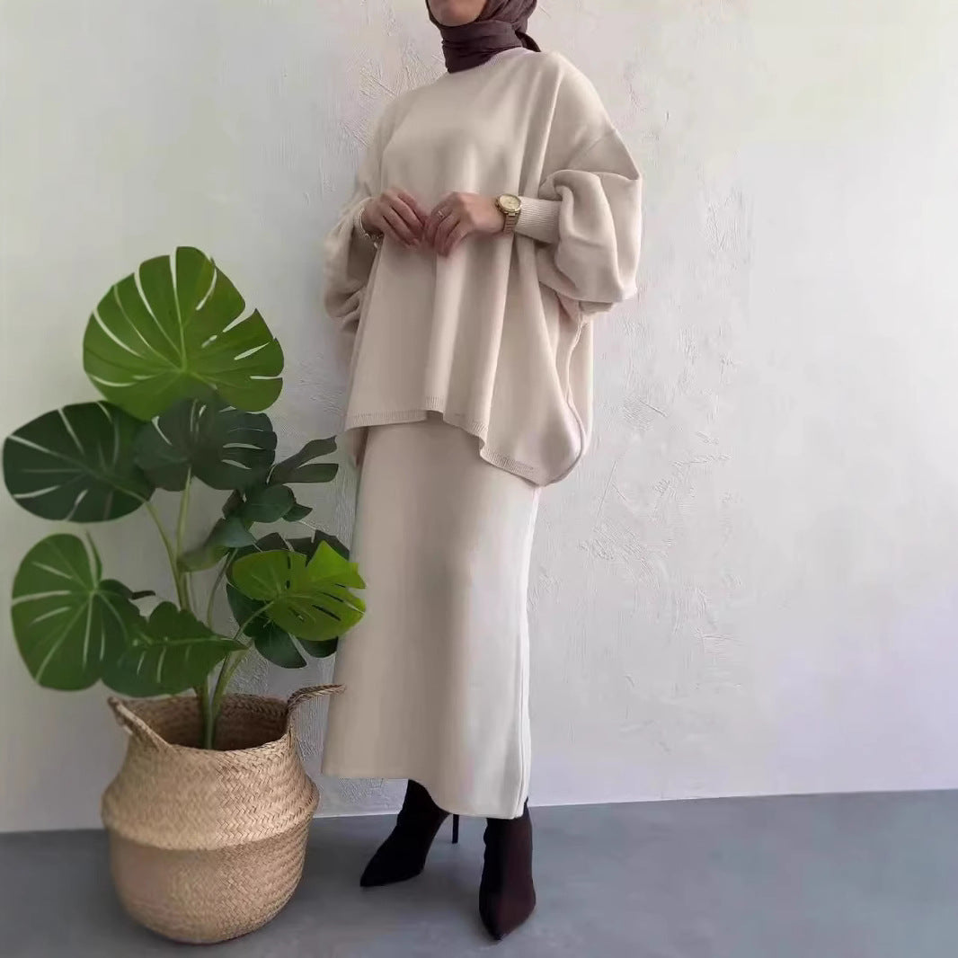 Damer Oversized Sweatshirt med elegant Midi-Kjol Mirla-Eva Jonsson