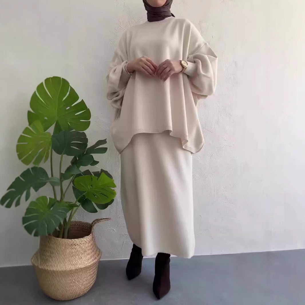 Damer Oversized Sweatshirt med elegant Midi-Kjol Mirla-Eva Jonsson