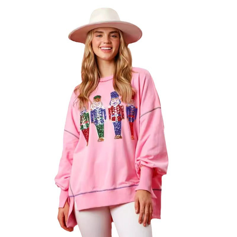 Damer Oversized Sweatshirt med festligt motiv Mirla-Eva Jonsson