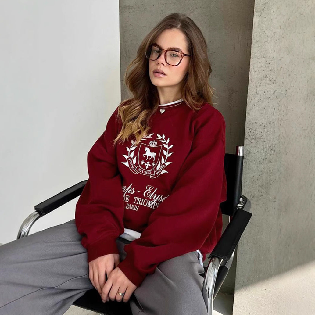 Damer Oversized Sweatshirt med grafisk tryck och mjukt foder Mirla-Eva Jonsson