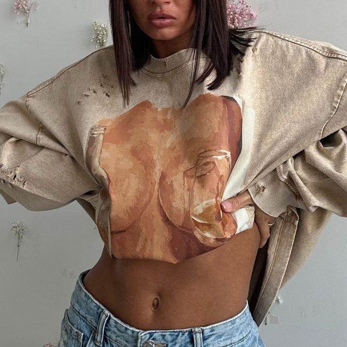 Damer Oversized Sweatshirt med kreativ tryck Mirla-Eva Jonsson
