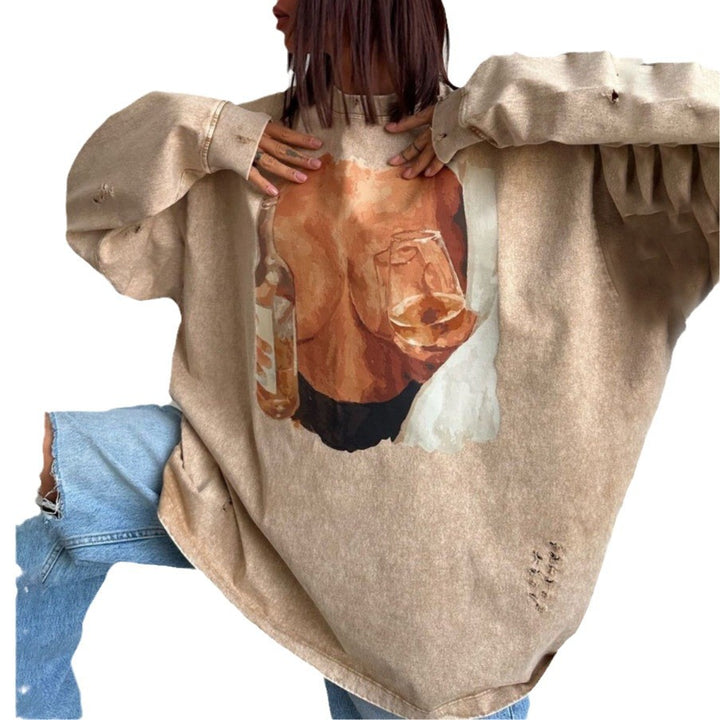 Damer Oversized Sweatshirt med kreativ tryck Mirla-Eva Jonsson