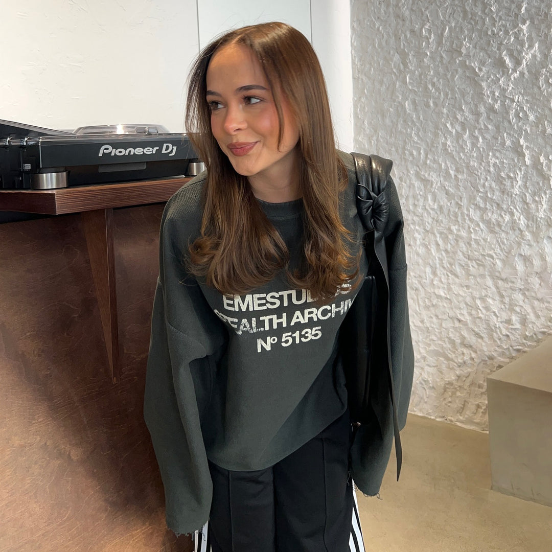 Damer Oversized Sweatshirt med kreativt tryck Mirla-Eva Jonsson