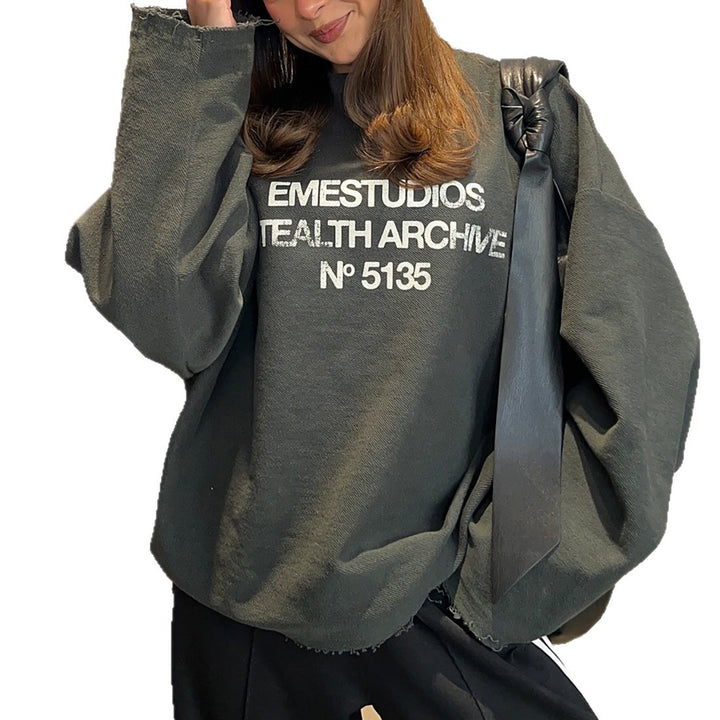 Damer Oversized Sweatshirt med kreativt tryck Mirla-Eva Jonsson