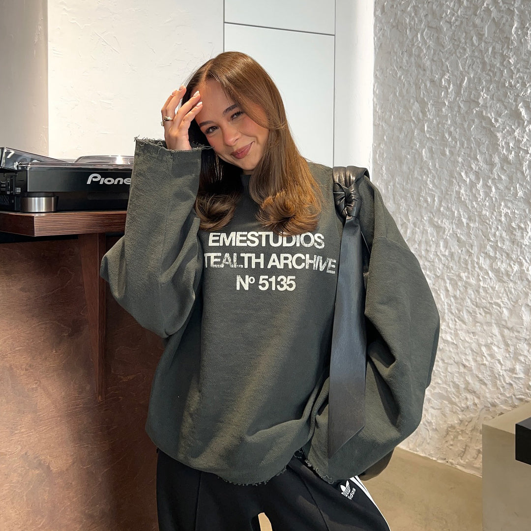 Damer Oversized Sweatshirt med kreativt tryck Mirla-Eva Jonsson