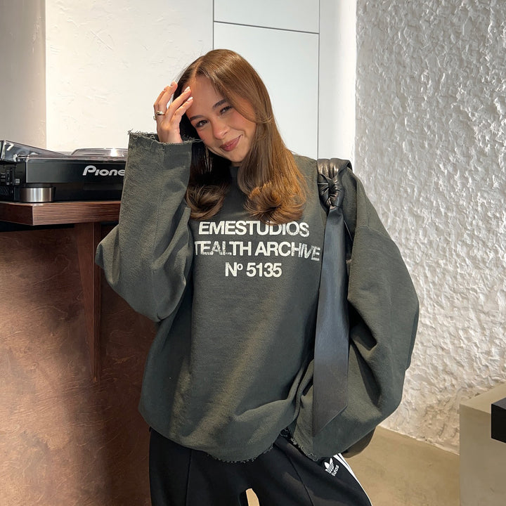 Damer Oversized Sweatshirt med kreativt tryck Mirla-Eva Jonsson