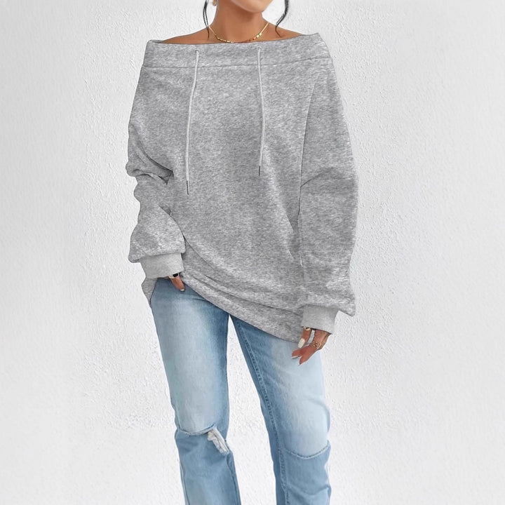 Damer Oversized Sweatshirt med öppen axelsöm och dragsnoddar Mirla-Eva Jonsson