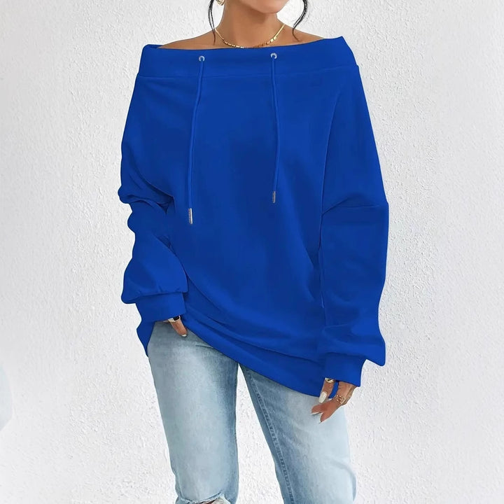 Damer Oversized Sweatshirt med öppen axelsöm och dragsnoddar Mirla-Eva Jonsson