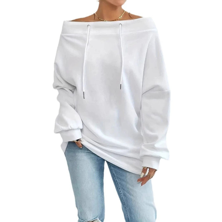 Damer Oversized Sweatshirt med öppen axelsöm och dragsnoddar Mirla-Eva Jonsson