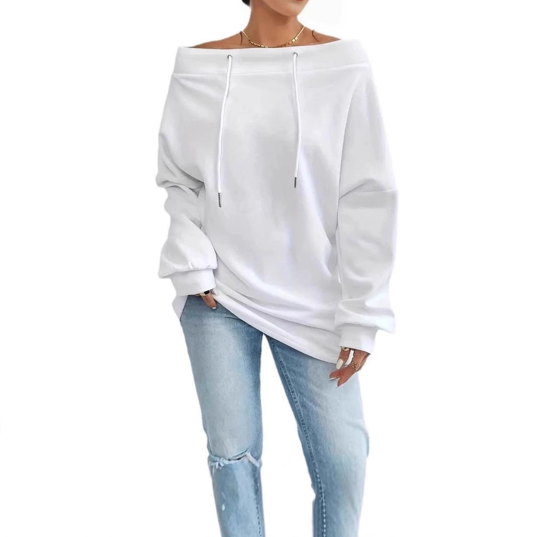 Damer Oversized Sweatshirt med öppen axelsöm och dragsnoddar Mirla-Eva Jonsson
