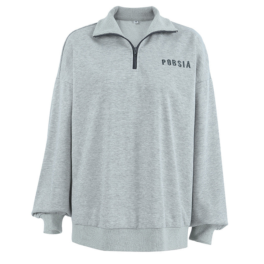 Damer Oversized Sweatshirt med ståkrage och broderad logo Mirla-Eva Jonsson