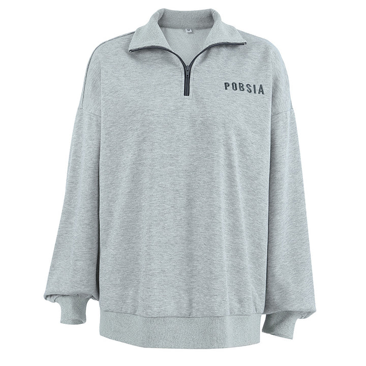 Damer Oversized Sweatshirt med ståkrage och broderad logo Mirla-Eva Jonsson