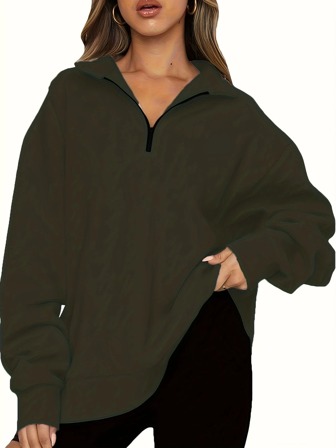 Damer Oversized Sweatshirt med ståkrage och dragkedja Mirla-Eva Jonsson