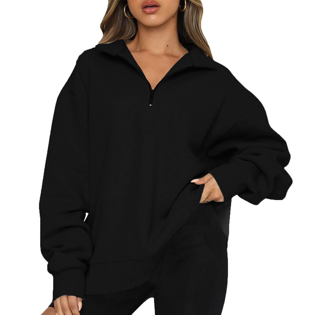 Damer Oversized Sweatshirt med ståkrage och dragkedja Mirla-Eva Jonsson
