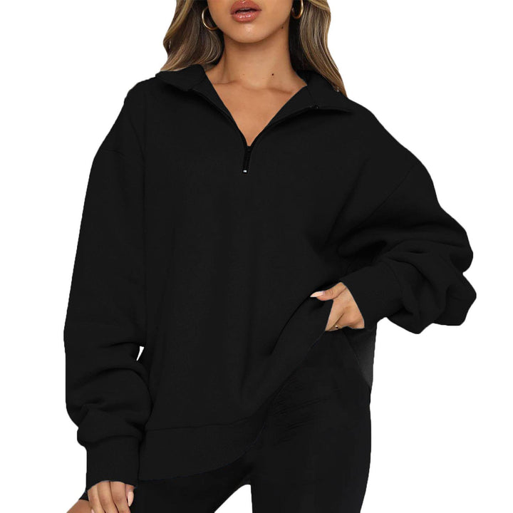Damer Oversized Sweatshirt med ståkrage och dragkedja Mirla-Eva Jonsson