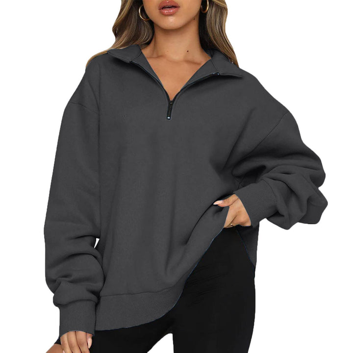 Damer Oversized Sweatshirt med ståkrage och dragkedja Mirla-Eva Jonsson