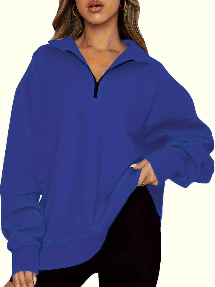 Damer Oversized Sweatshirt med ståkrage och dragkedja Mirla-Eva Jonsson