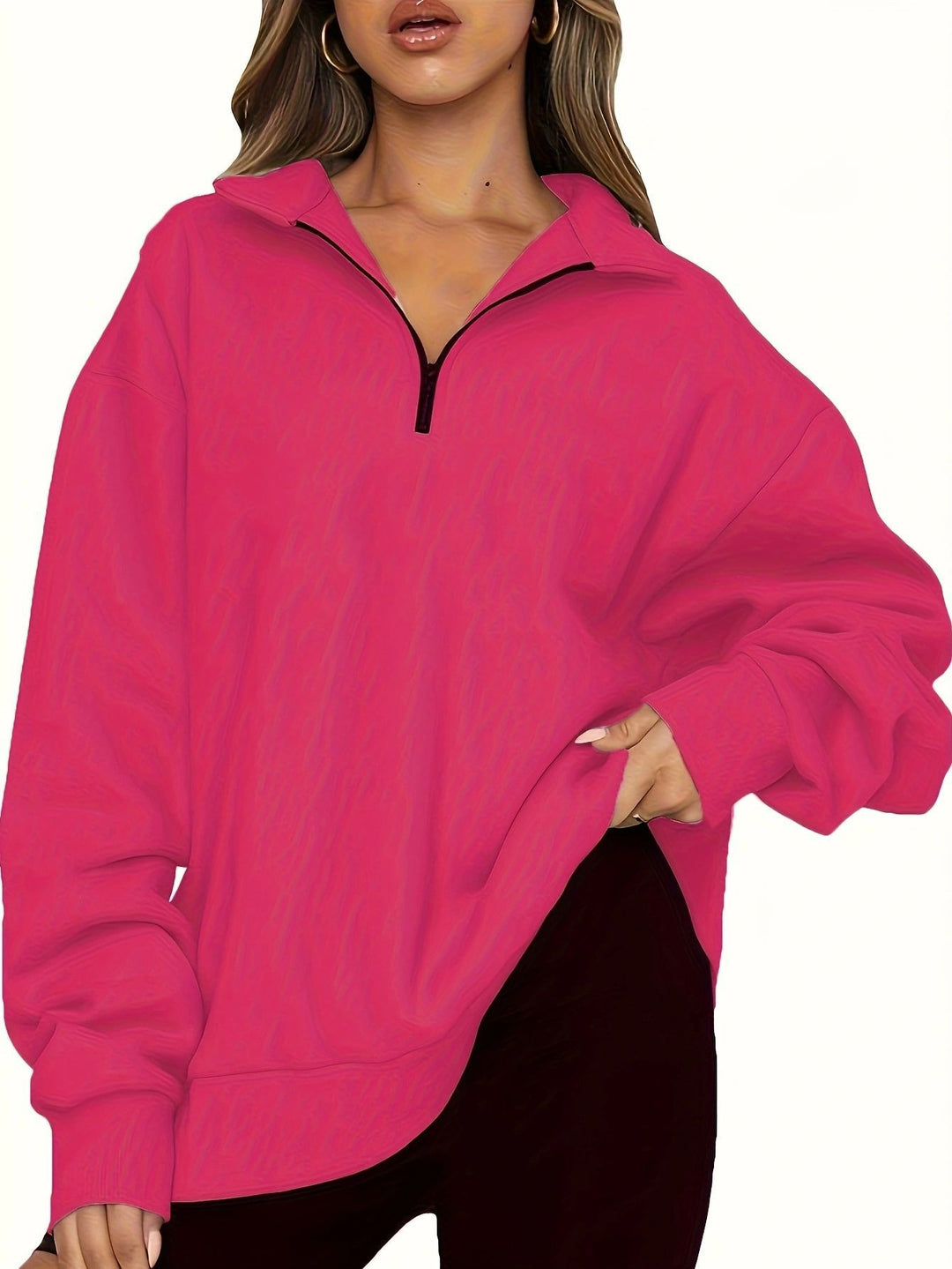 Damer Oversized Sweatshirt med ståkrage och dragkedja Mirla-Eva Jonsson