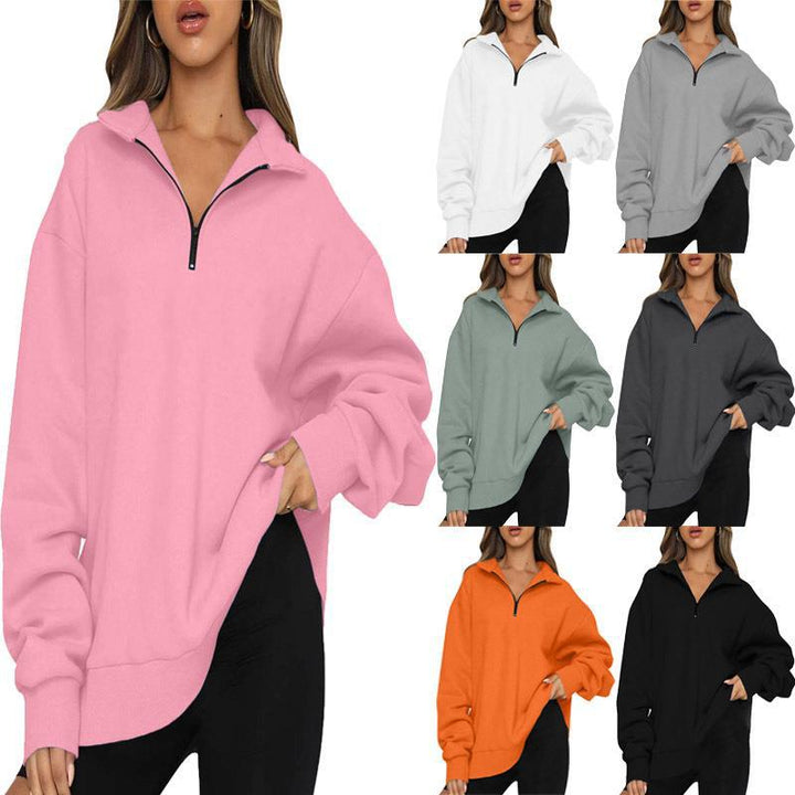 Damer Oversized Sweatshirt med ståkrage och dragkedja Mirla-Eva Jonsson