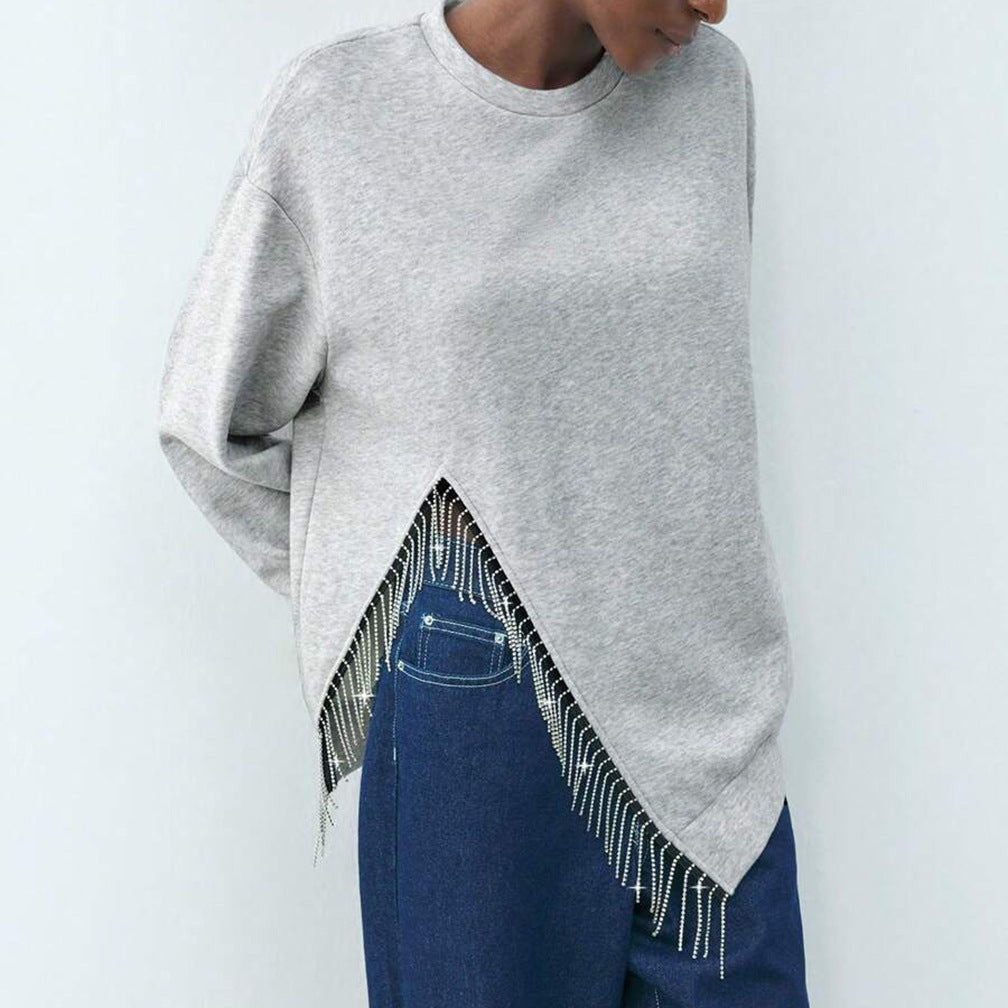 Damer Oversized Sweatshirt med unika fransdekorationer Mirla-Eva Jonsson